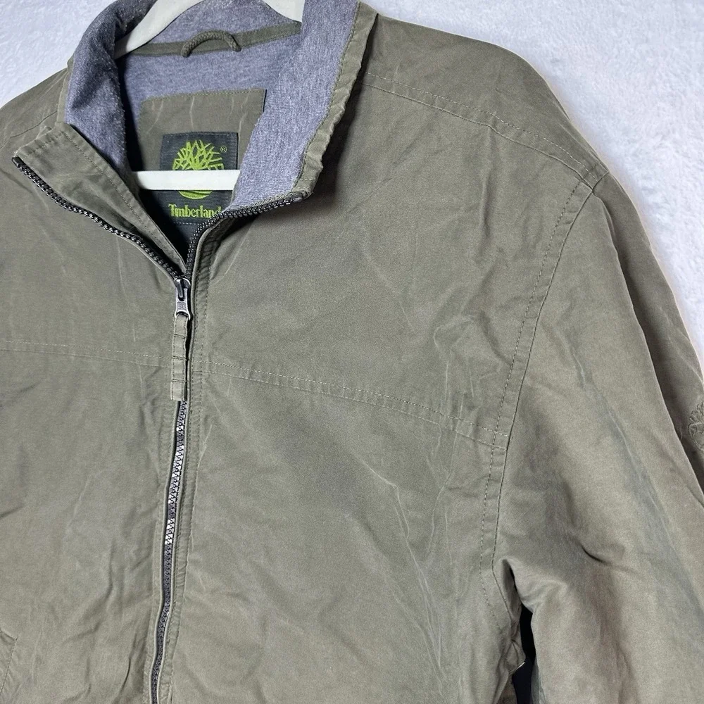 VTG Timberland Full Zip Windbreaker Jacket L Olive‎ Green Gorpcore Cabincore